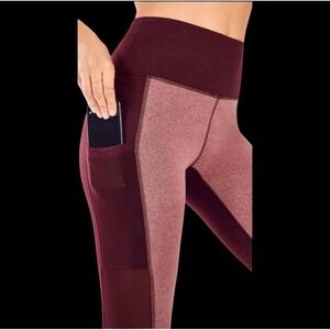 Fabletics On The Go PowerHold High‎ Waisted Maroon Leggings Size S #545